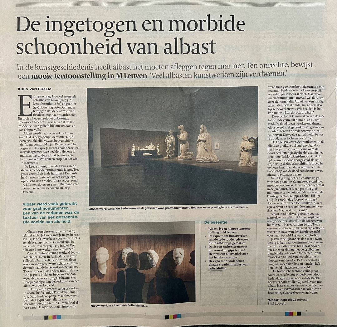 De ingetogen en morbide schoonheid van albast (De Tijd)